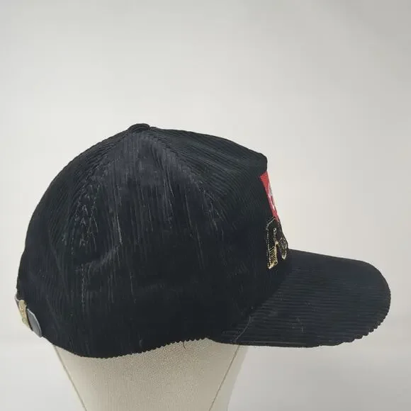 Coors Rodeo Slideback Hat Black One Size Solid Leather Strap Corduroy - Picture 4 of 8